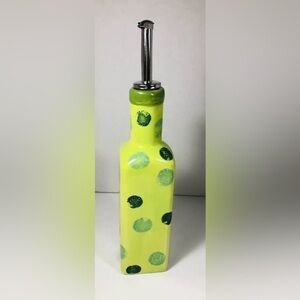 Lime greener polka dot ceramic olive oil despenser